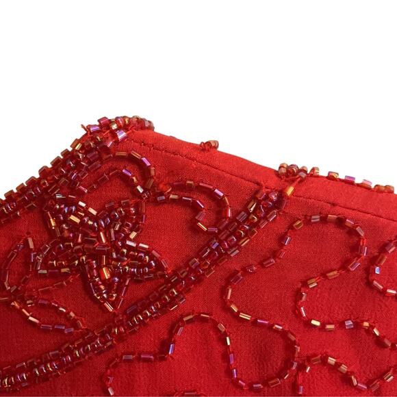 Vtg KRISHMA Women's Red Open Cardigan Evening Jacket Sequined Beaded Plus Sz 2X - Picture 12 of 14